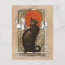 Search for vintage cat art postcards Black