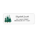 Search for pine trees return address labels Watercolor