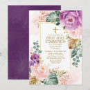 Search for pink and purple first communion invitations Girl