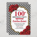 Search for red rose birthday invitations Gold