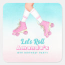 Search for roller skate birthday stickers Pink and blue