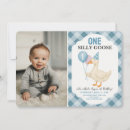 Search for blue plaid pattern invitations One silly goose