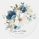 Search for blue and white floral stickers Watercolor
