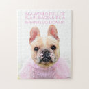 Search for girl and dog puzzles French bulldog