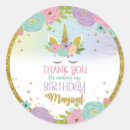 Search for unicorn birthday thank you stickers Magical