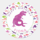 Search for girl dinosaur birthday stickers Watercolor
