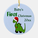 Search for dinosaur with santa christmas tree decorations Boy