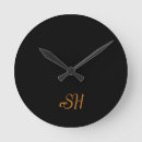 Search for black and gold decor clocks Initials