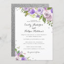 Search for purple and silver wedding invitations Glitter