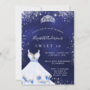 Search for navy blue sweet 16 invitations 16th sixteenth birthday party