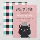 Search for black kitten birthday invitations Pink