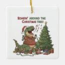 Search for dinosaur with santa christmas tree decorations T rex
