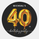 Search for balloons on 40th birthday stickers Gold