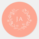 Search for peach monogram wedding stickers Initials