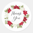 Search for poinsettia round stickers Merry christmas