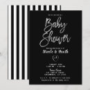 Search for black white stripes baby shower invitations Modern