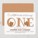 Search for horizontal twins 1st birthday invitations Bear