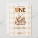 Search for one happy camper 1st birthday invitations Wood