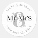 Search for minimalist design wedding wedding stickers Mr and mrs