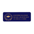 Search for blue and gold graduation return address labels Elegant