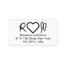 Search for monogram heart return address labels Minimalist