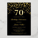 Search for seventy birthday invitations Black and gold