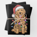 Search for golden retriever christmas wrapping paper Santa