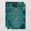 Search for teal and gold quinceanera invitations Butterfly