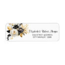 Search for black and white flowers return address labels Watercolor