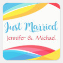 Search for waves wedding stickers Rainbow