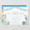 Search for cactus 1st birthday invitations Colourful