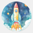 Search for planets stickers Rocket ship birthday