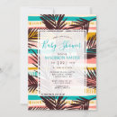 Search for tropical palm leaves baby shower invitations Beach