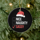 Search for sassy christmas tree decorations Santa