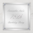 Search for 75th with diamonds birthday invitations Grey