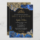 Search for blue black and gold invitations Glitter