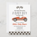 Search for race car baby pregnancy invitations Red