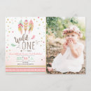 Search for gold 1st birthday invitations Wild one