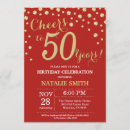 Search for red and gold 50th birthday invitations Adult birthday party