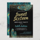 Search for peacock sweet 16 invitations Gold