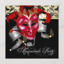 Search for red gold masquerade party invitations Black