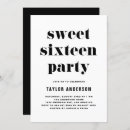 Search for typography sweet 16 invitations Birthday