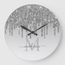 Search for silver sparkle clocks Monogrammed
