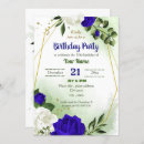 Search for royal blue and white birthday invitations Floral