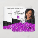 Search for fuchsia sweet 16 invitations Glitter