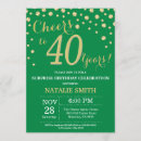 Search for green 40th birthday invitations Green and gold