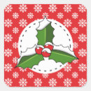 Search for green holly leaves red berries stickers Winter