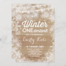 Search for rustic winter onederland invitations Our little snowflake