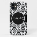 Search for vintage damask pattern with monogram electronics Black and white