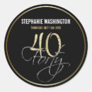 Search for black gold round stickers 40th